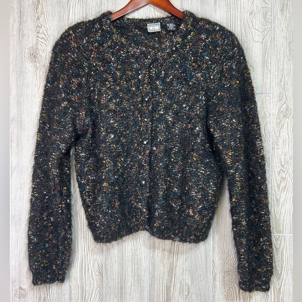 Paul et Duffier Mohair Blend Vintage Multicolor Button Front Cropped Cardigan M